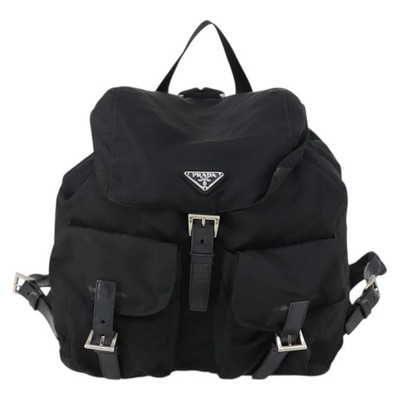 Prada Double Front Pocket Backpack Tessuto Black Nylon Backpack