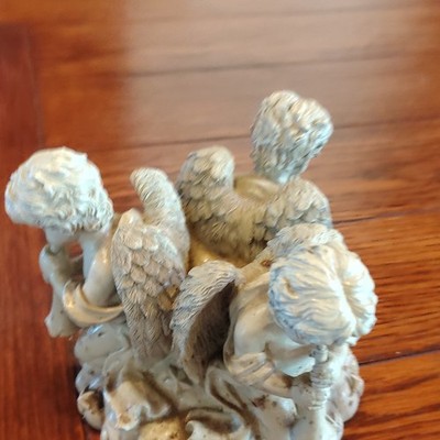 Beige Resin Cherub Angel Figurine 3D Effect Matte Finish, Unboxed