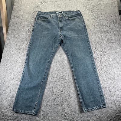 Lee Jeans Men's 38x32 Blue Cotton Denim Straight Leg Light Wash Outdoor Workwear