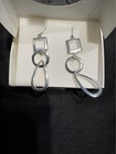  2 pair Silver? earrings and black silver? bracelet — photo 3