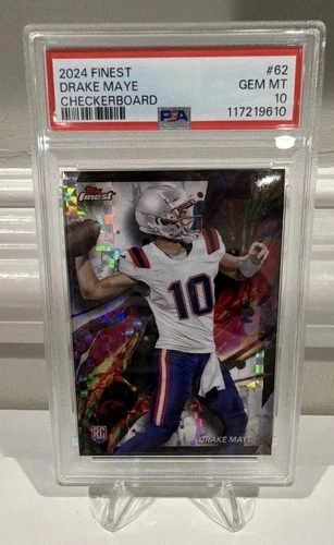 2024 Topps Finest Drake Maye #62 Checkerboard Refractor (RC) PSA 10 🔥 Patriots