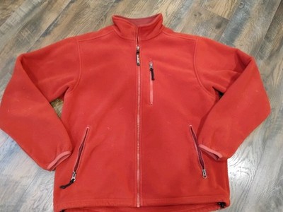 L.L. Bean Jacket Mens sz M Rust Full Zip Fleece Stand Collar Pockets Winter EUC