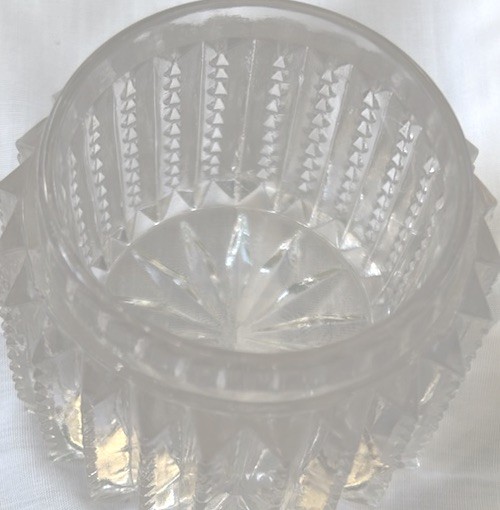 Vintage Clear Glass Ribbed Embossed Jar no lid  Art deco