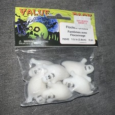 Vintage 1998 Fibre-Craft Flocked Ghosts Halloween Craft 8 Pc Sealed NOS Taiwan
