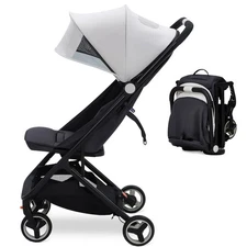 Grey Lightweight Umbrella Stroller, Airplane Friendly & One-Hand Fold for Travel