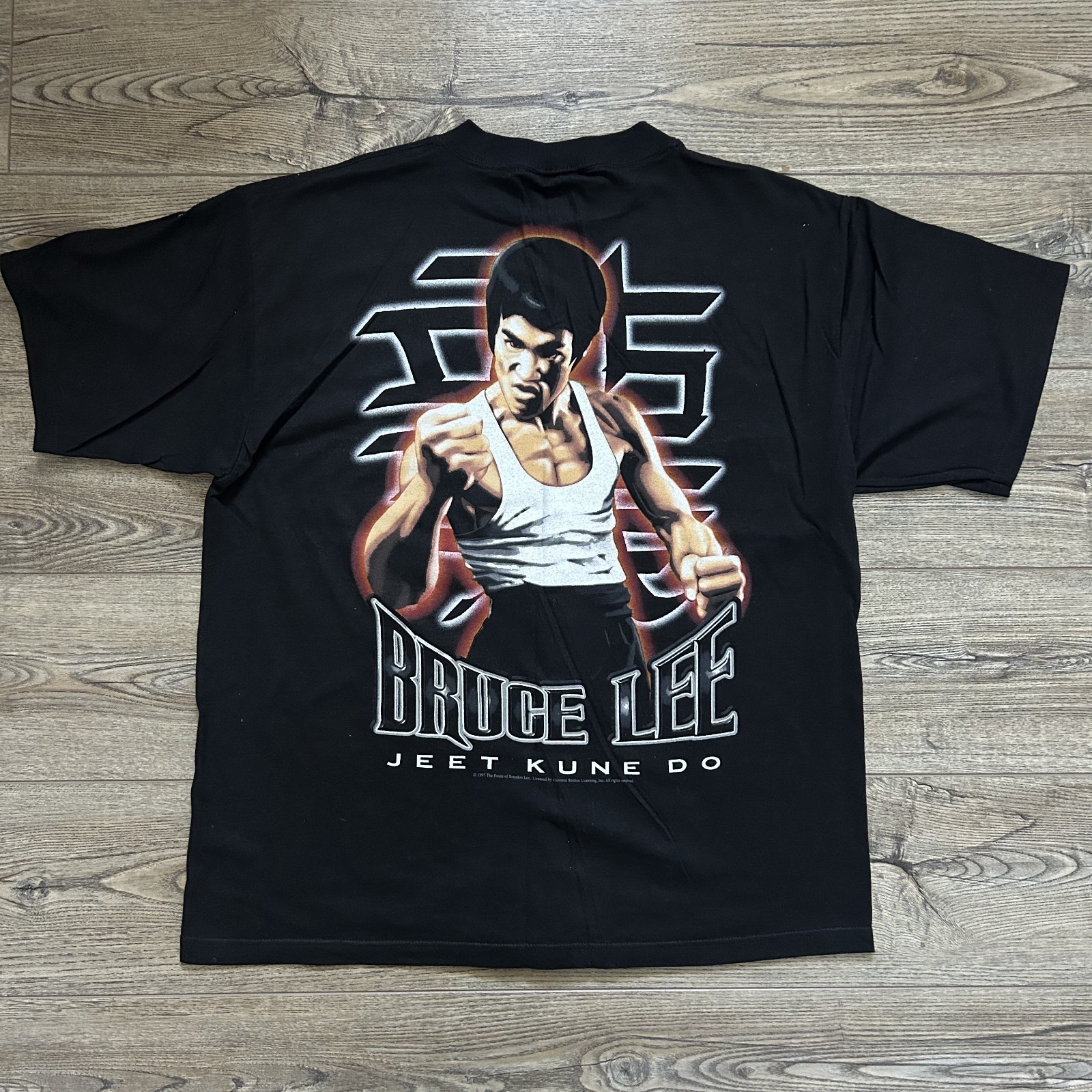 VINTAGE Bruce Lee Jeet Kune Do Movie Graphic T-shirt Men XL Black 90s