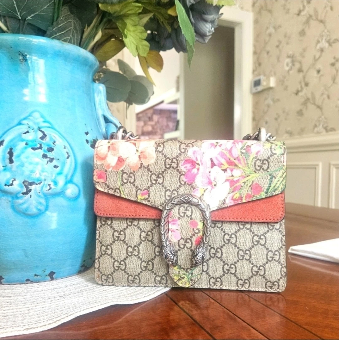 Borsa a tracolla Gucci Supreme Mini Monogram Blooms Dionysus GG