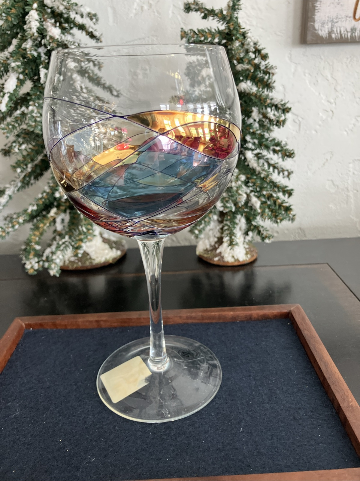 Tirgu Jiu Romania Crystal Oversized Mosaic Stained Glass Wine Glass 8 1/2