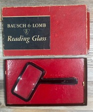 Vintage Black Bausch Lomb rectangular reader magnifying glass w/ original Box