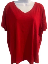 TIME AND TRU  (RED) 2X LARGE (20) RELAXED FIT CORE V-NECK TEE NWT FREE SHIPPING