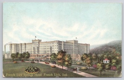 French Lick Springs Hotel Indiana Postcard Pluto Press Early Auto Car