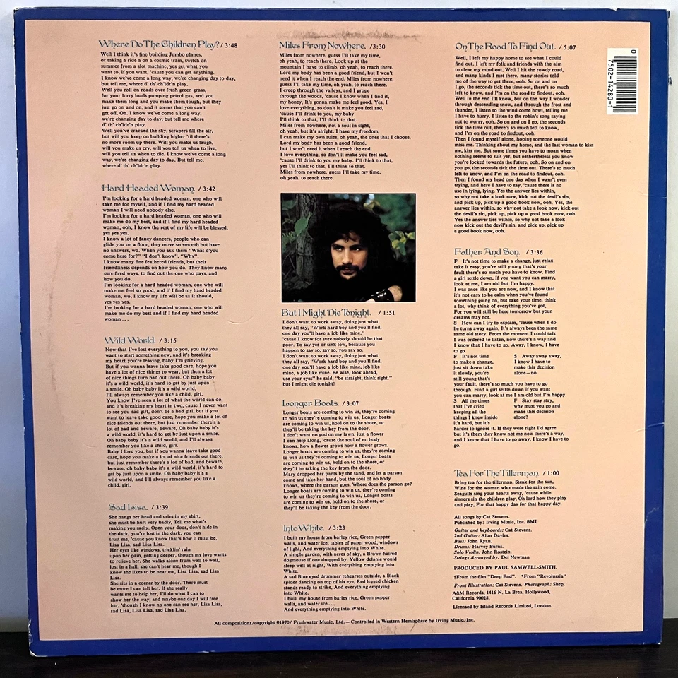 CAT STEVENS - Tea For The Tillerman (Translucent) - 12" Vinyl Record LP - VG+ - Image 3 of 4