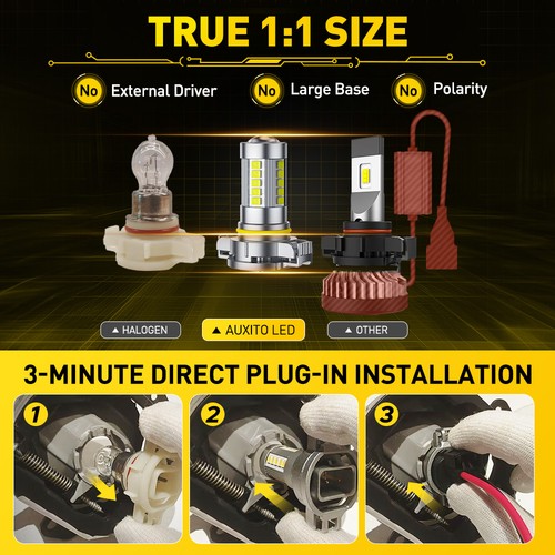 AUXITO H16 5201 5202 Super Bright LED Fog Daytime Running Light Bulb Xenon White - Picture 6 of 16