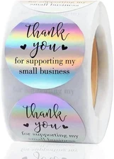 500 PCS Holographic Thank You for Supporting My Small Business Stickers – 1.5 In