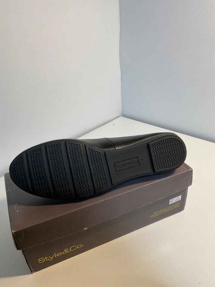 Style&Co Maxwell Black Leather Ballet Flats Womens Size 12 M Slip On - Image 4 of 4