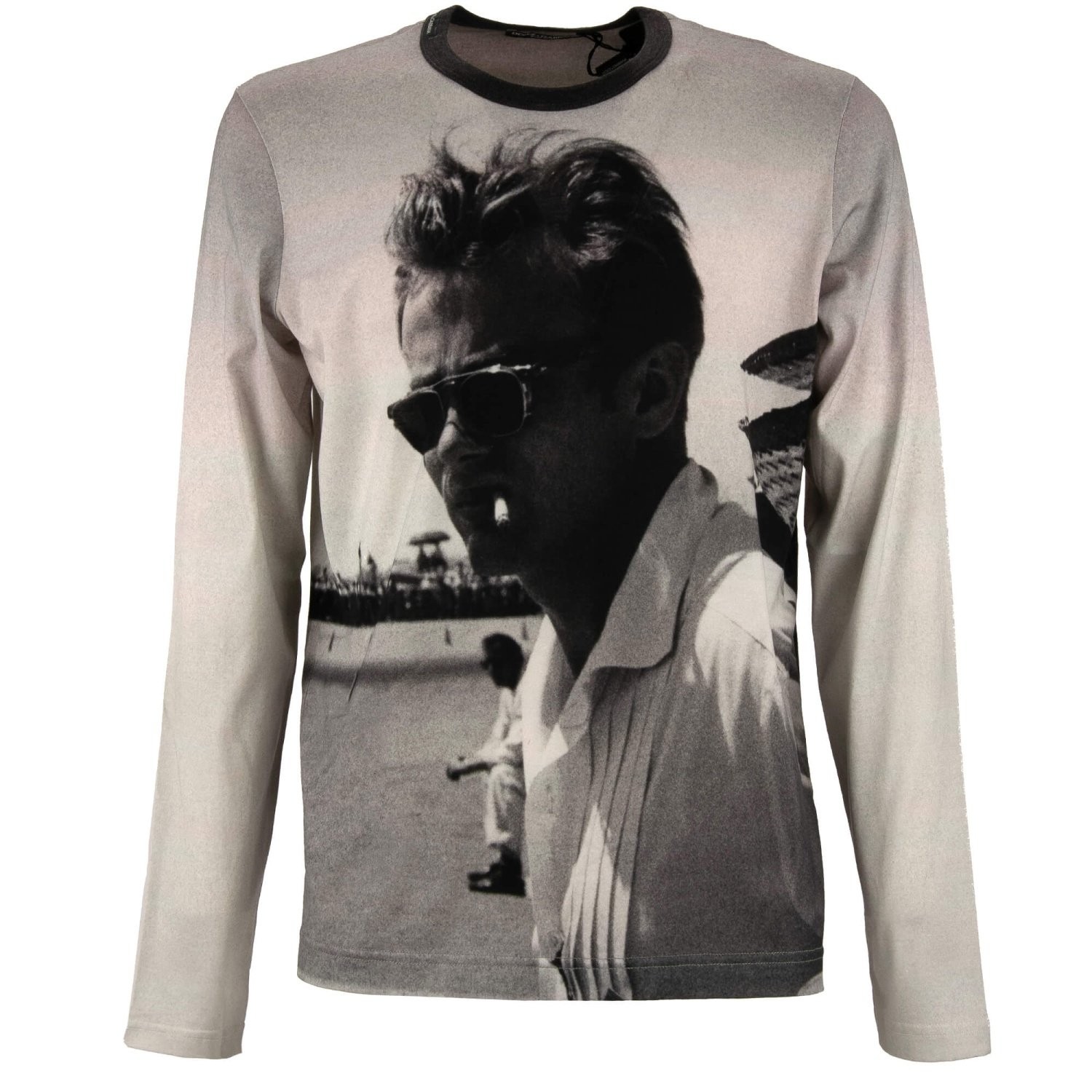 DOLCE & GABBANA James Dean DG Logo Patch Longsleeve Sweatshirt Shirt Gray Black