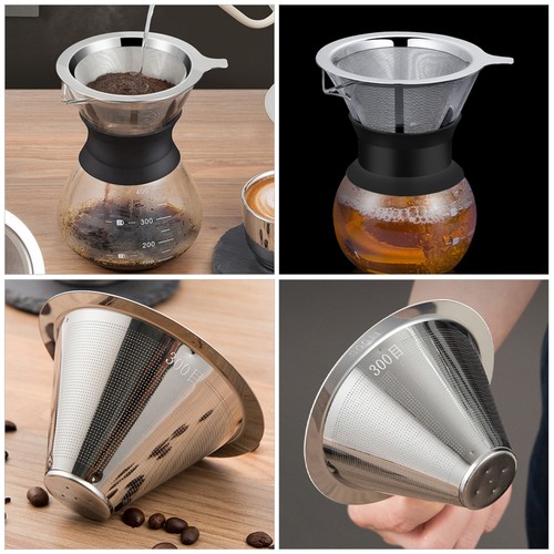 Confezione 2 Cestelli Filtro Caffè Rete Acciaio Inox per Gocciolamento Mano - Foto 4 di 12