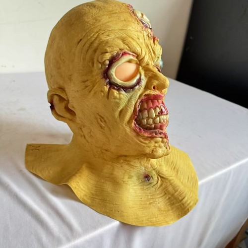 Schreckliche einäugige Zombie Latex Maske mit faulem Mund und gebrochenem Kopf - Bild 4 von 4