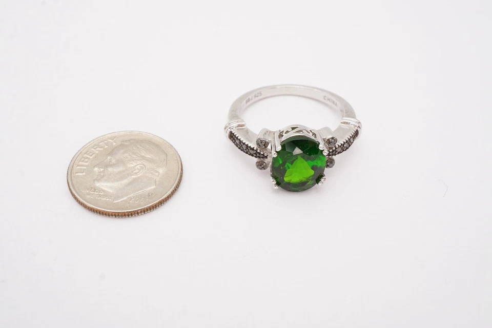 Anel de prata esterlina 925 cromo diópsido tamanho 6,75 - Imagem 2 de 4