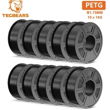 TECBEARS 10KG PETG Black 3D Printer Filament Consumables 1.75mm Low Shrinkage