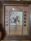 The American Indian 10 Indian Head Pennies Coin Collection Framed Antique