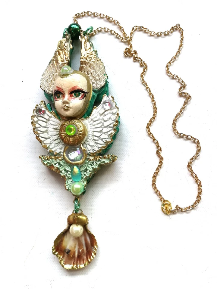 Joyería Belle Epoque Collar Colgante Art Deco Joyería Dije Alado Ángel Elfo Foto 2 de 4