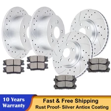 Fit 2007-2011 Toyota Camry Front Rear Brake Rotors Disc Brakes Ceramic Pads Kit