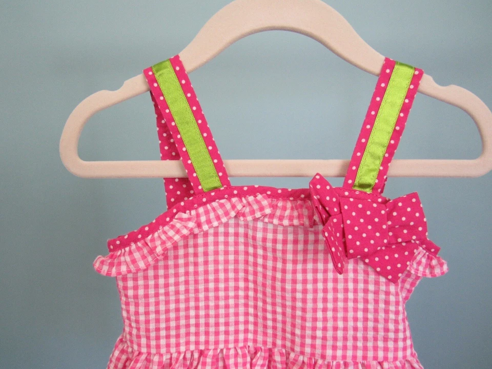 Size: 12 mo SAMARA Overall Dress Gingham, Green + Polka Dot Print  Baby Girl  - Image 3 of 4