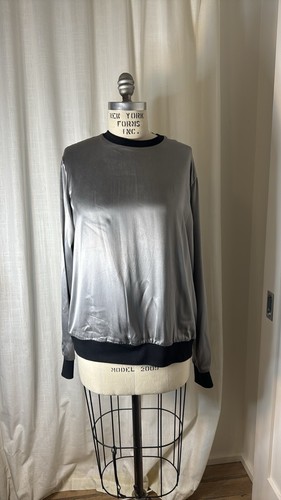 ALEXANDER WANG - Grey Silk Sweatshirt Size 6 Back Zipper - Picture 2 of 6