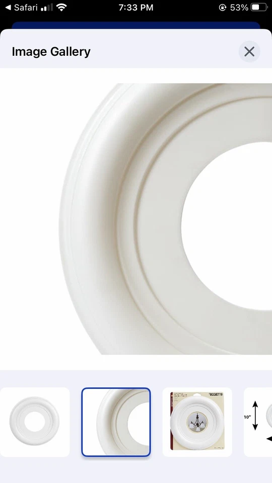 Portfolio 10 Inch Ceiling Medallion Light Fixture Fan White Finish PAINTABLE 10" - Image 4 of 4