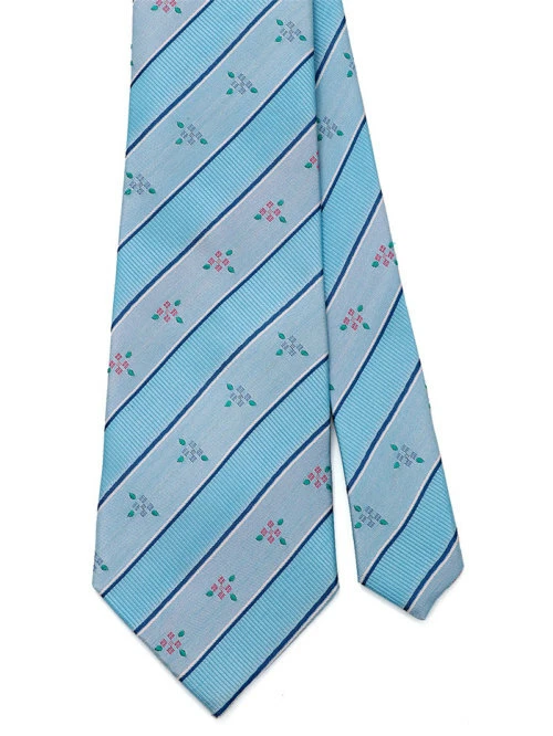 COLORATA / Corbata Colores Botánicos Gorra Hortensia Rayas Azul Claro Foto 4 de 4