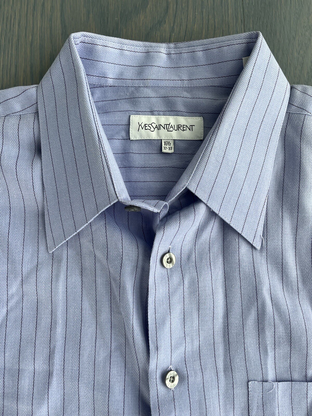 Camicia Yves Saint Laurent con bottoni taglia 16 1 2 32 33 YSL logo bottoni blu