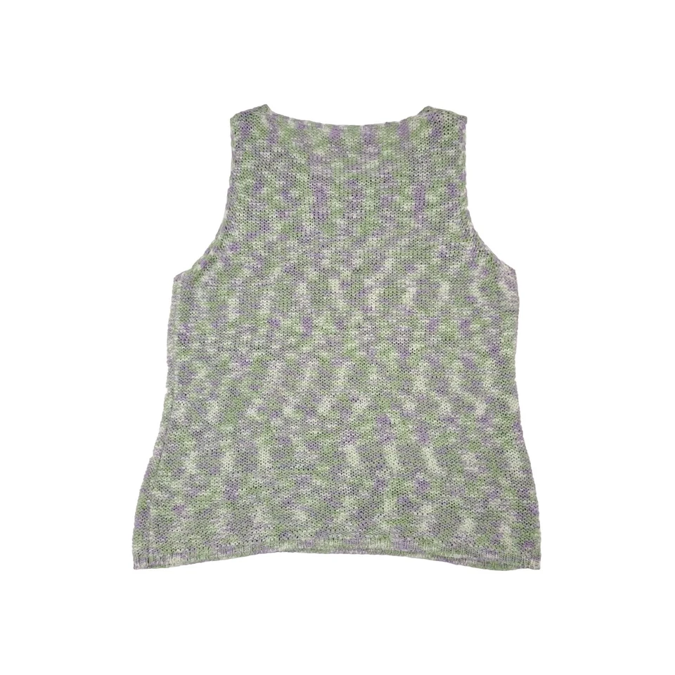 Vintage RARE First Issue S Liz Claiborne Womens Knit Vest Green Purple White - Image 2 of 4