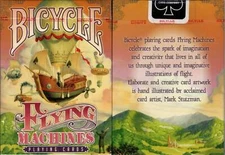 Bicycle Red Pink Orange Flying Machine Playing Cards Deck Illustration in Flight