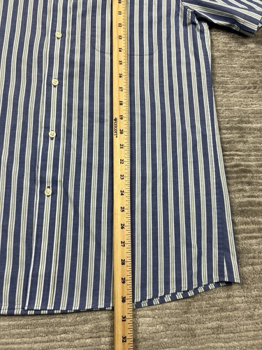 Saddlebred Shirt Mens Medium Blue Striped Short Sleeve Button Up Cotton Blend - Picture 5 of 10