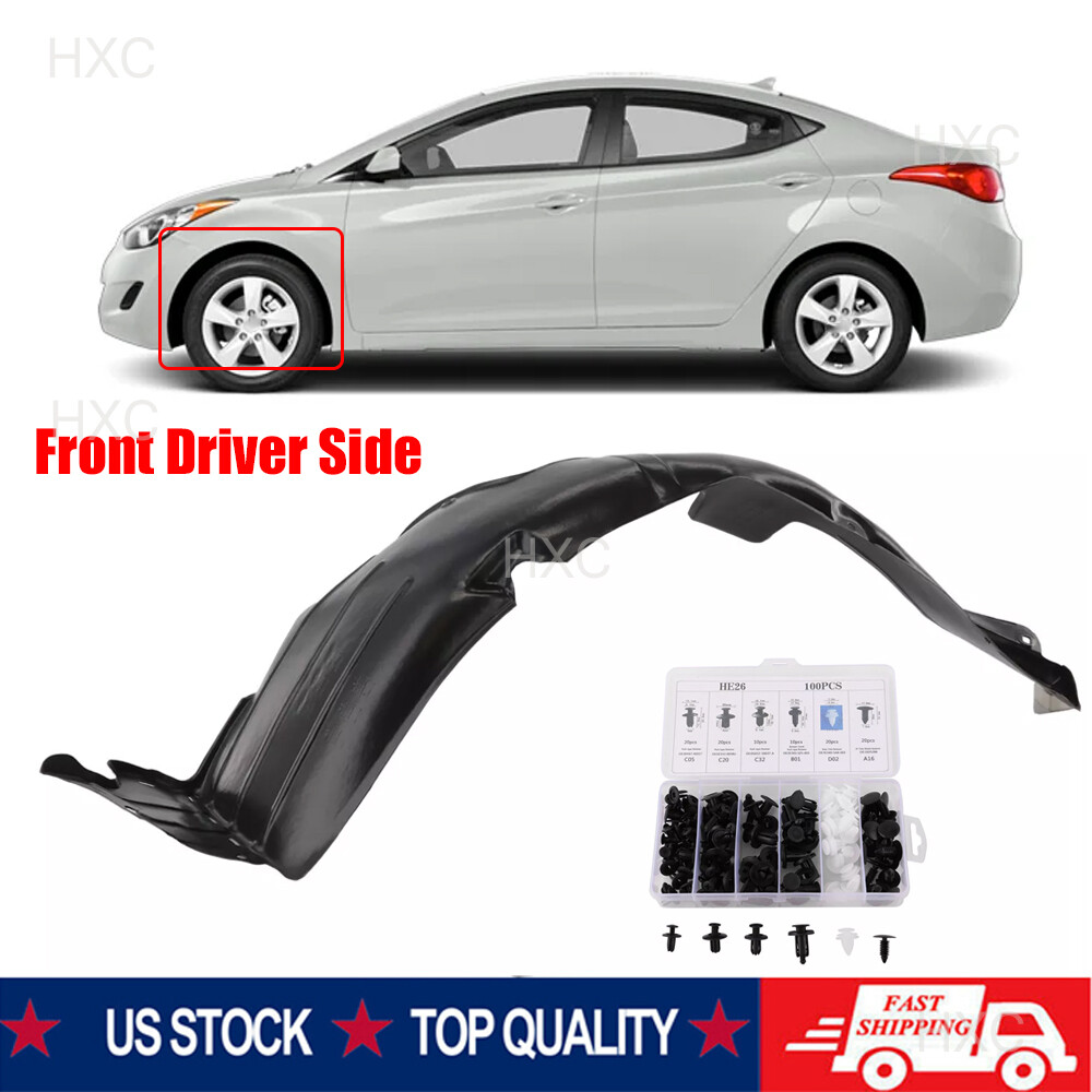 Fender Liner Splash Guard w/ Clips For 2011 2012 2013 Hyundai Elantra Front Left