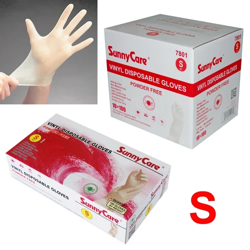 SunnyCare #7801 Powder Free Vinyl Gloves Food Service (Latex Nitrile Free)?? S