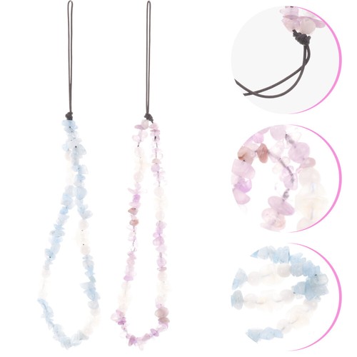 2pcs Crystal Stone Portable Phone Wrist Strap Phone Short Chain - Zdjęcie 10 z 12