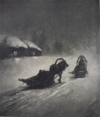 Ein Winterabend 1924 vom russischen Fotografen Nikolai P. Andrejeff 1882-1947