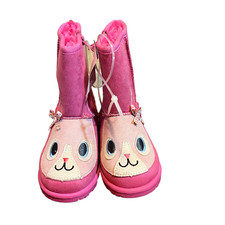 Toddler Kids Okie Dokie OD Bing Pink Cat Faux Fur Lined Boots US Size 5 325