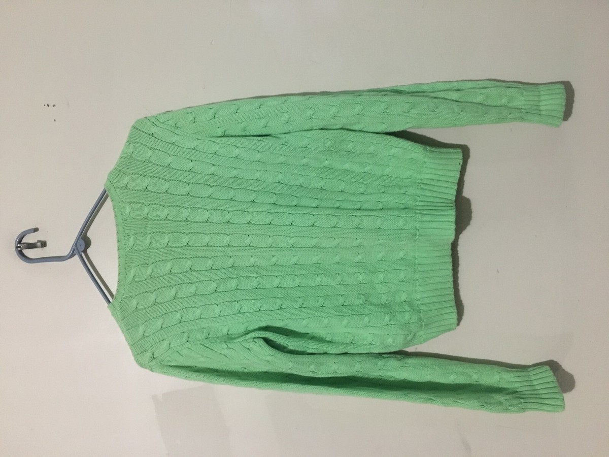 Ralph Lauren Sport Size L Slim Fit Cable Knit Green Sweater