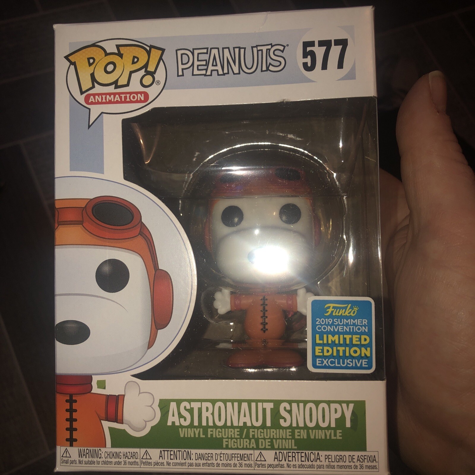 Astronaut Snoopy #577 Funko Pop! Peanuts, Sdcc 2019 Edición Limitada Daños En Caja