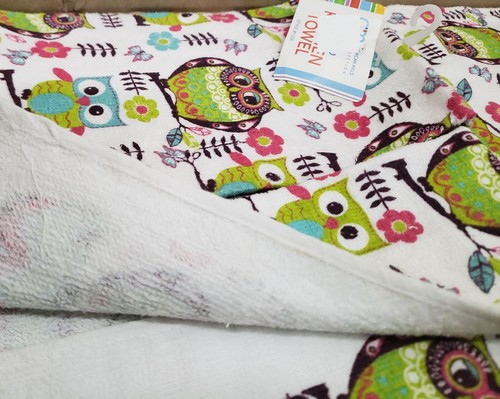 Set of 2 Same Printed Kitchen Towels (15"x25") MULTICOLOR OWLS & FLOWERS, AM - Picture 12 of 12
