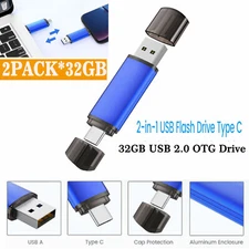 2PACK 32GB Type C To USB2.0 Flash Drive Pen Drive OTG Pen Drive For Phone/Mac/PC