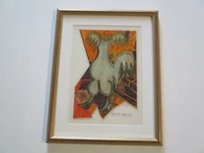 SMALL GEM PAINTING BANTAM ROOSTER CUBIST EXPRESSIONISM CUBISM MODERNISM ABSTRACT