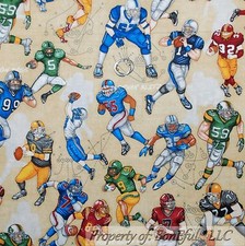 BonEful Fabric FQ Cotton Quilt Tan Brown Scenic NFL FOOTBALL Sport American Boy