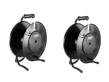 2  Cable Drum Reels Black Metal with a D-Series Hole Punch Out 