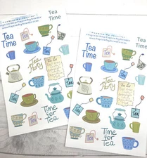 Art Stickers Tea Time 2 Sheets 26 Stickers Journal Embellishments