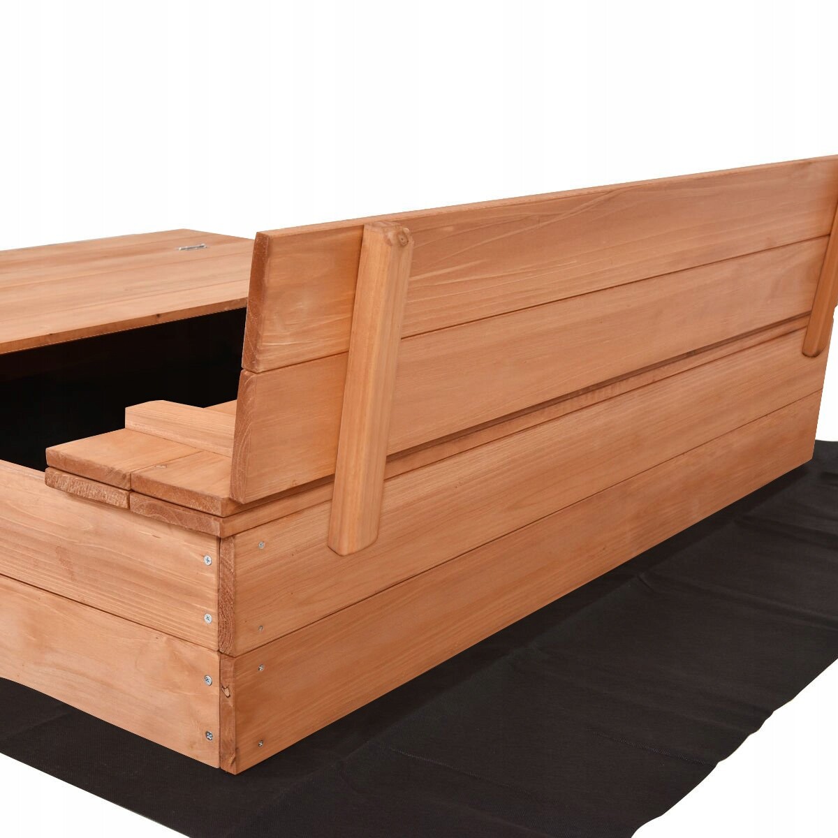 Sandkasten 160x160 Imprägniert Sandkasten Mit Dach Mit Sonnenschutz Mit UV-Schutz Sandbox Mit Abdeckung Mit Sitzbänken Sandkiste Sandkastenvlies Holz (Grau Bagger Sandkasten
