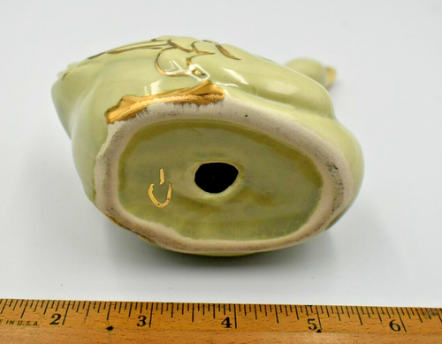 Vintage Lt Green Swans Ceramic and Soap Dish Lt Green with Gold accents - Picture 13 of 13